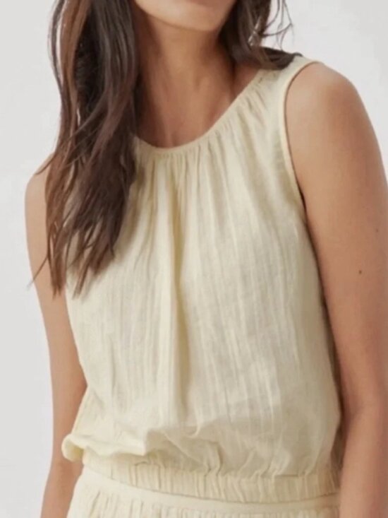 Pact Tops - Pact Coastal Double Gauze Bubble Hem Top Butter Yellow M